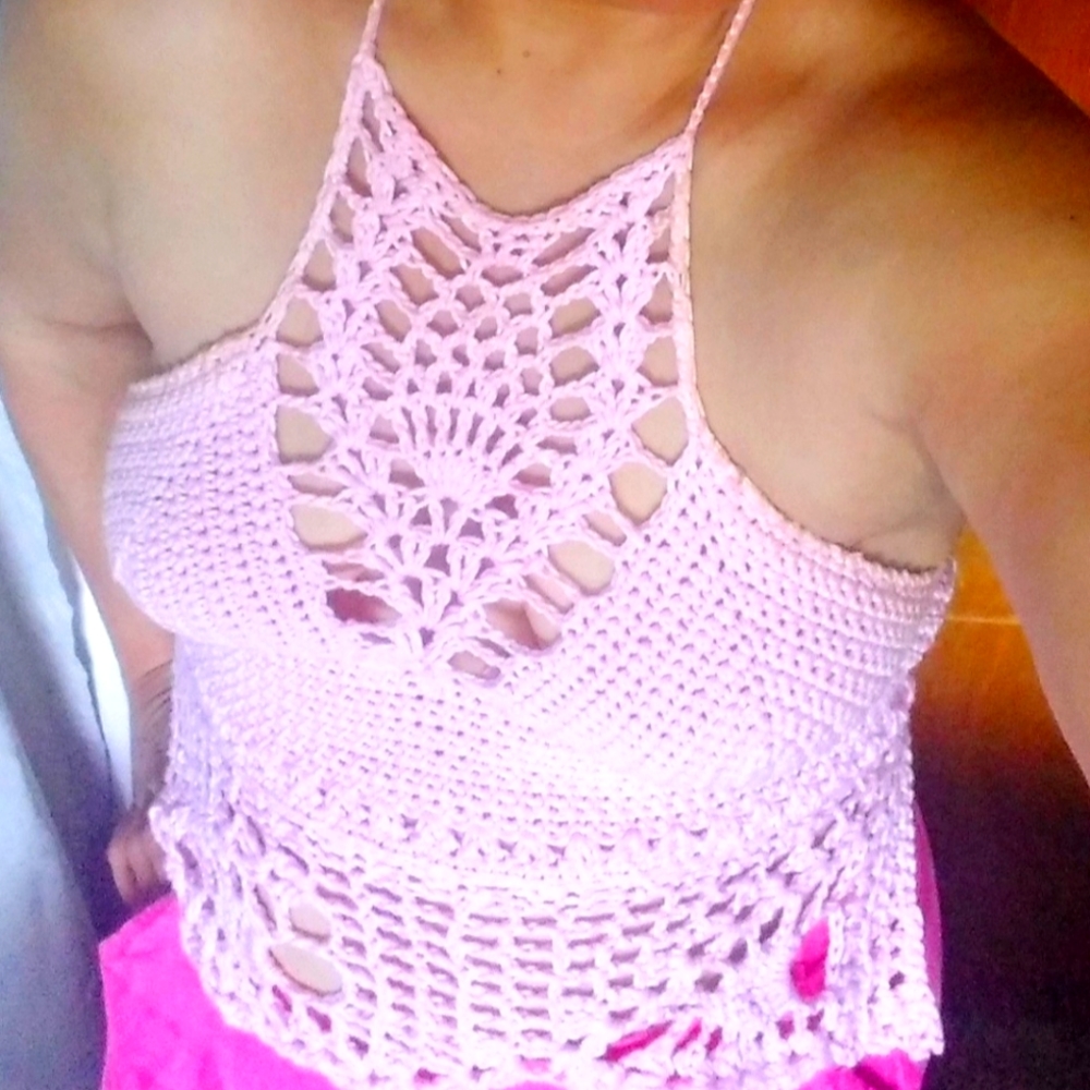 crochet pineapple halter top Medium